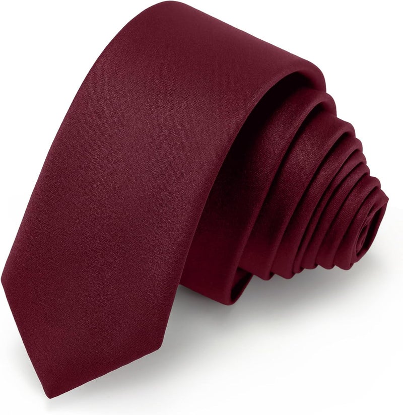 Junmaxroad Store Boys Black Tie Satin Solid Color Necktie for Teen Wedding School Graduation with Gift Box - Image 1
